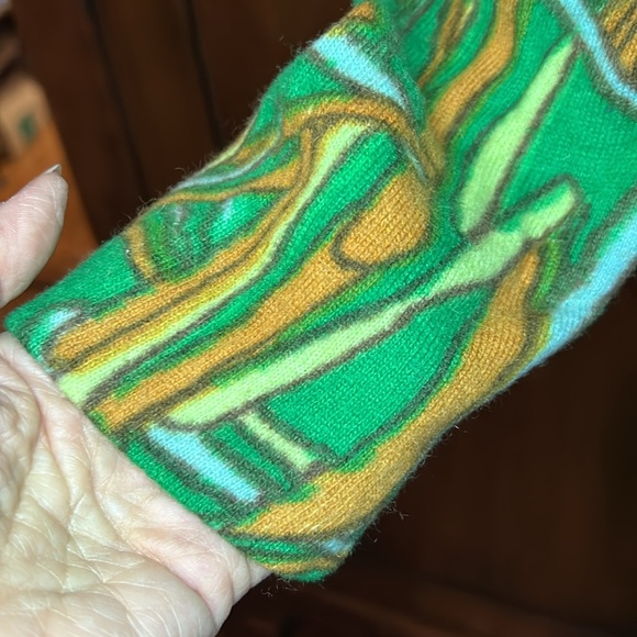 Vintage Darlene MINKLAM Hand Screen Print Bombshell Cardigan 38 - Picture 4 of 8